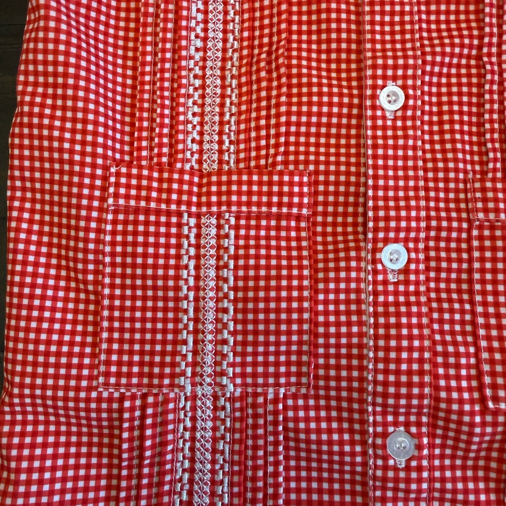 Blue Quail Little Girls Gingham Guayabera Red White Dress 2T - Picture 4 of 15